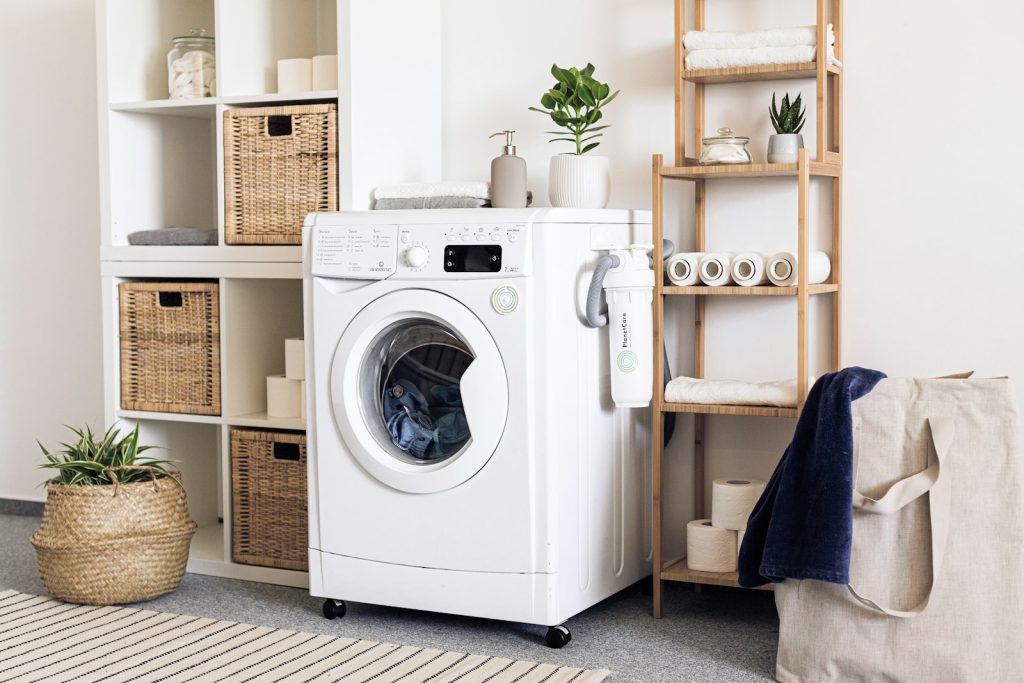 White front-load washing machine
