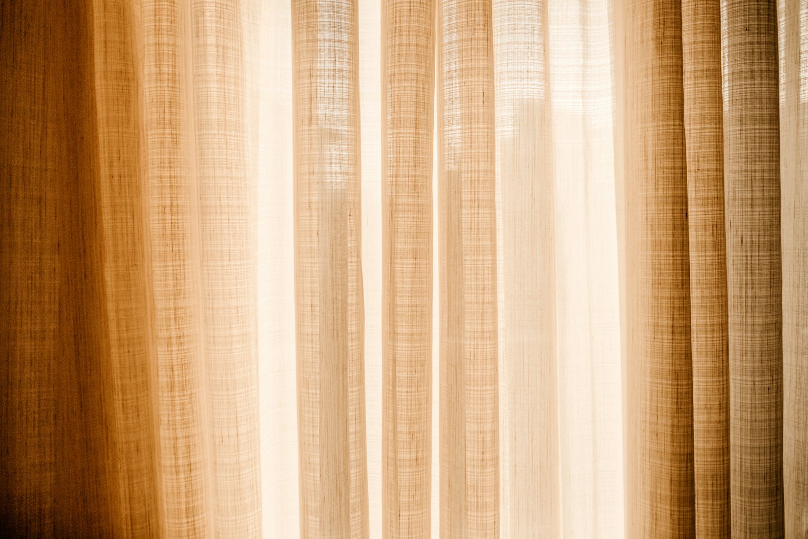 Sunlight through a window with a sheer curtain