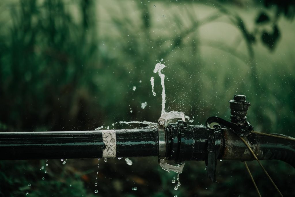 Water leaking from a pipe