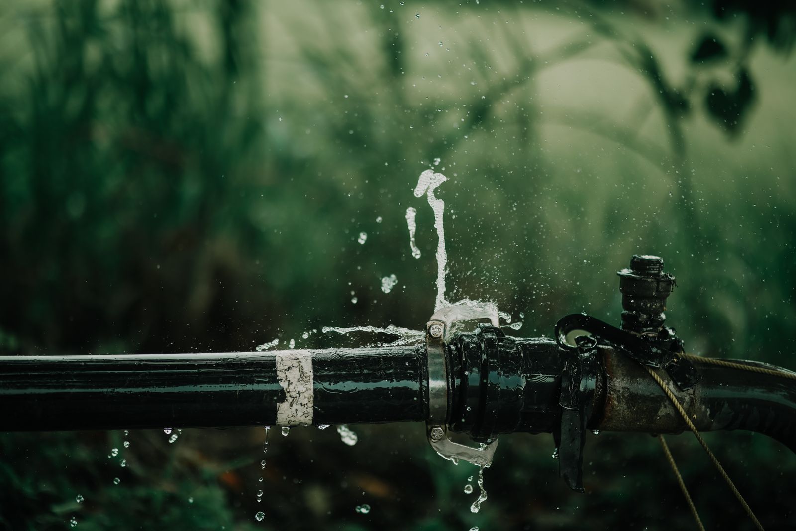 Water leaking from a pipe