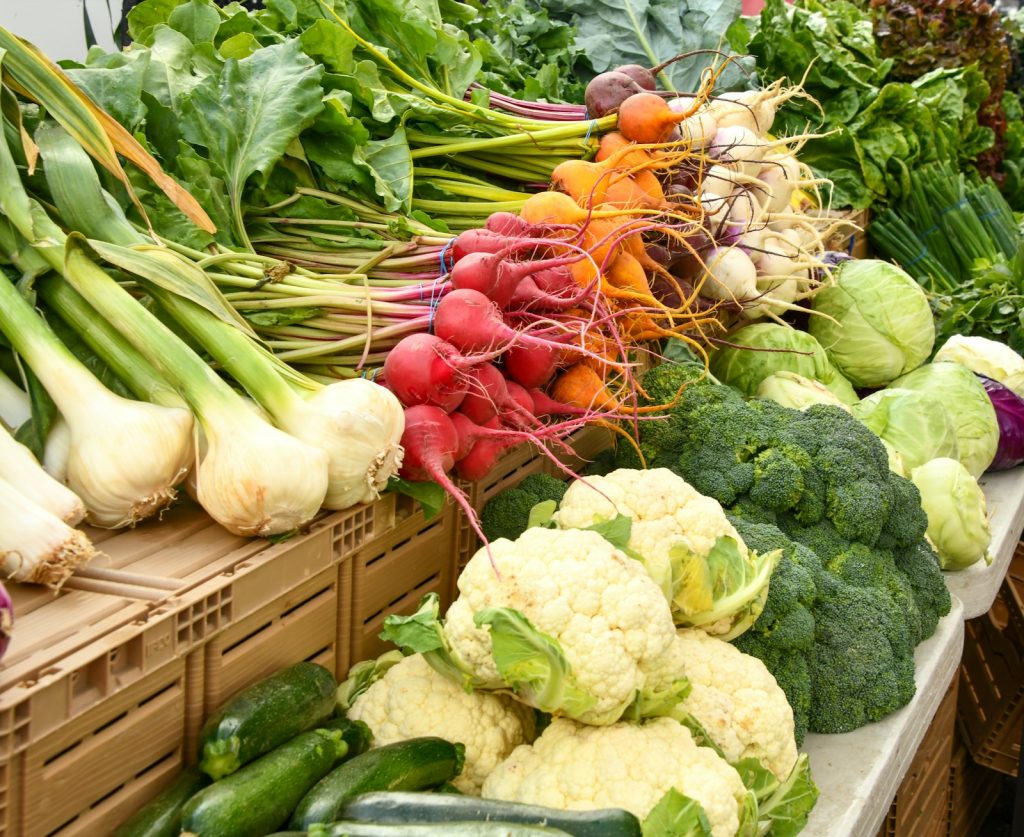 Fresh vegetables at a farmers market