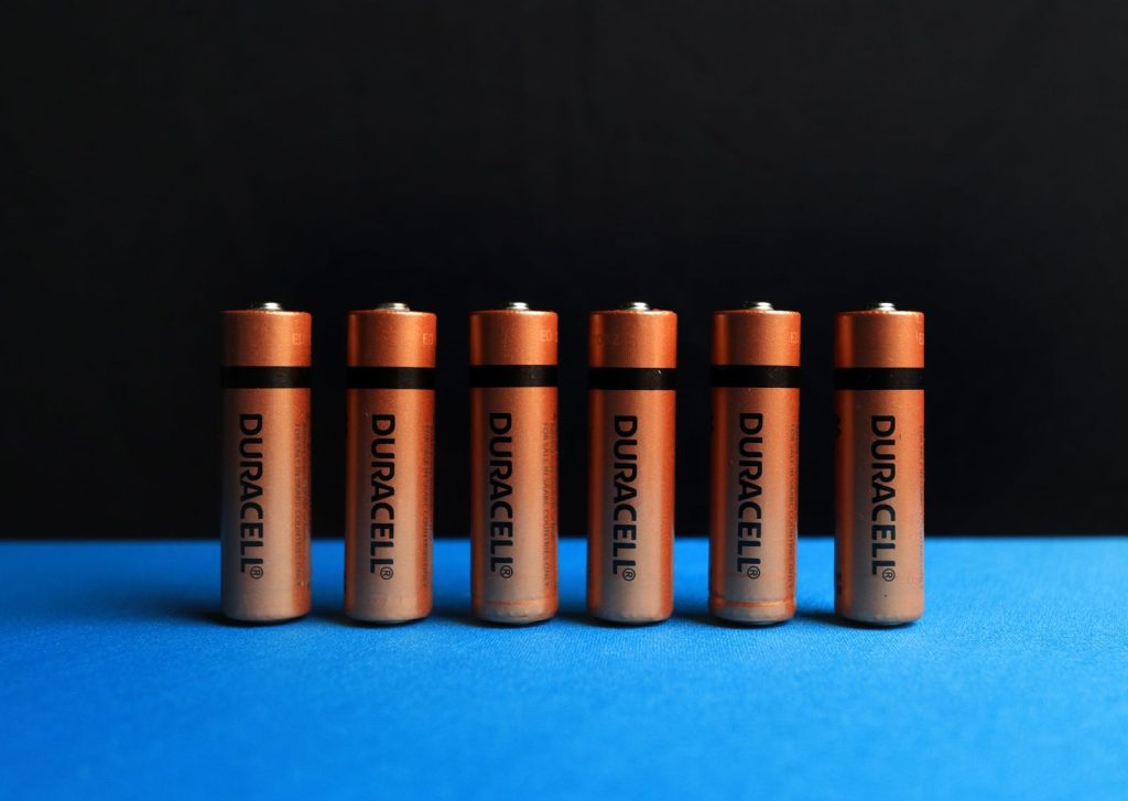Row of AA rechargeable batteries
